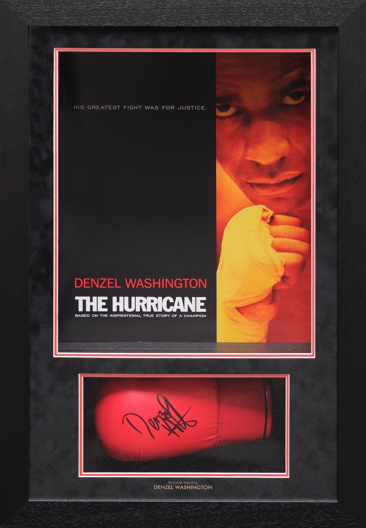Denzel Washington Signed Glove Framed Display - Memorabilia Framers Shop